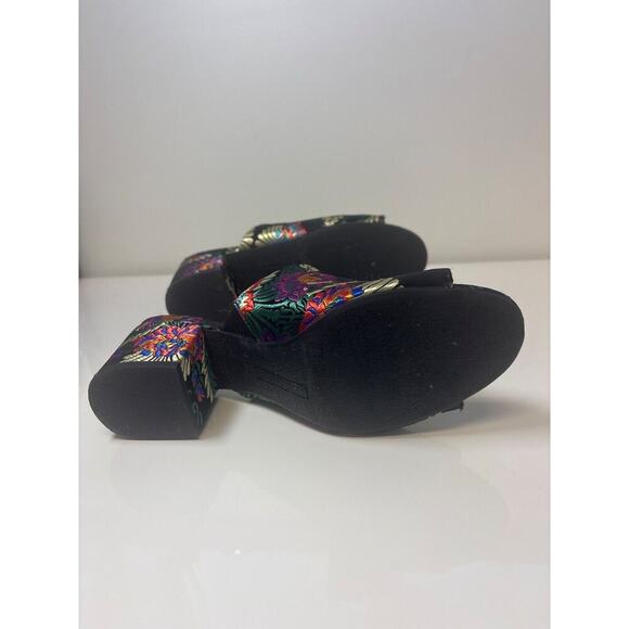 Christian Siriano Mule Heels Shoes Open Toe Paisley Sz 7.5 VTG Boho Folk Floral - Picture 6 of 6